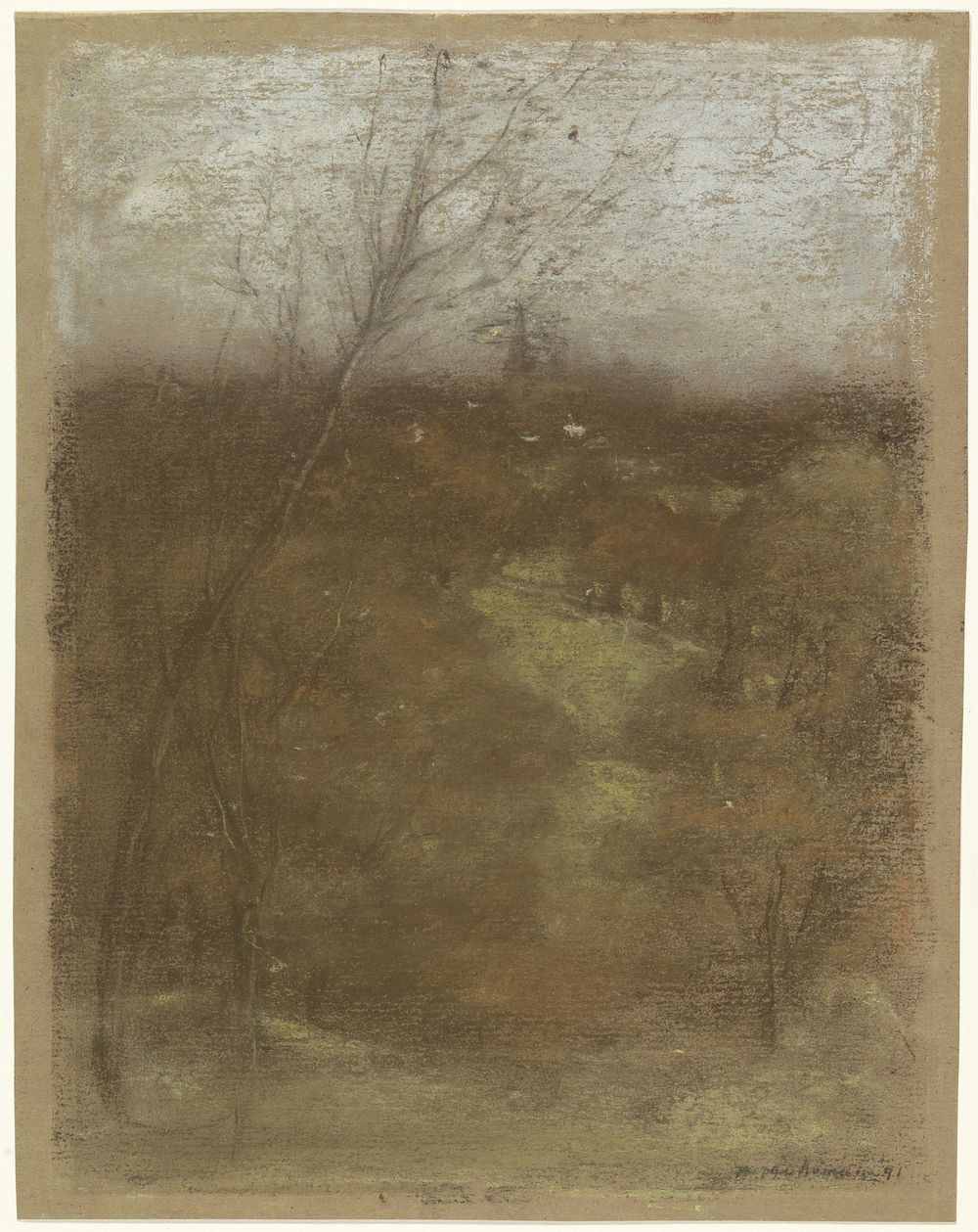 Gezicht op een dal met een beekje (1891) by Henry Muhrmann