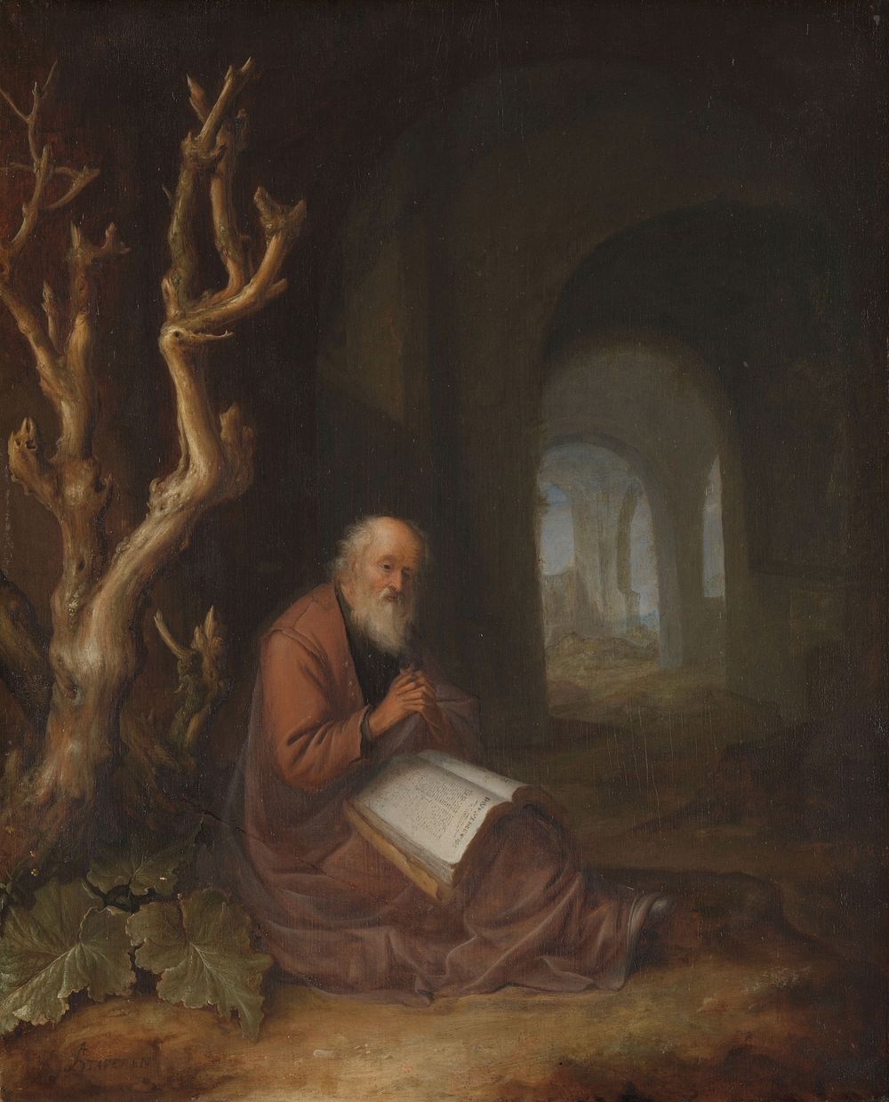 A Hermit Praying in a Ruin (1650 - 1668) by Jan Adriaensz van Staveren
