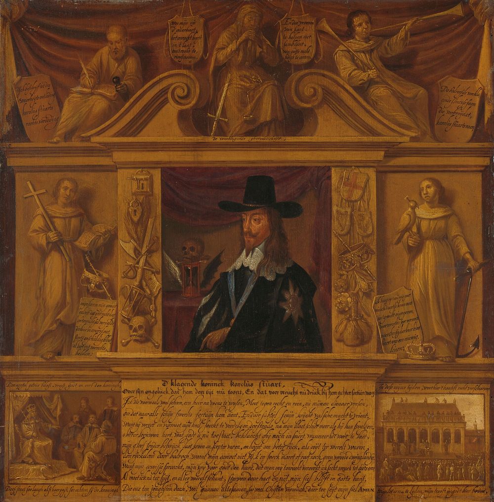 Portrait of Charles I, King of England, in a Frame with Allegorical Figures and Historical Representations (c. 1650) by…