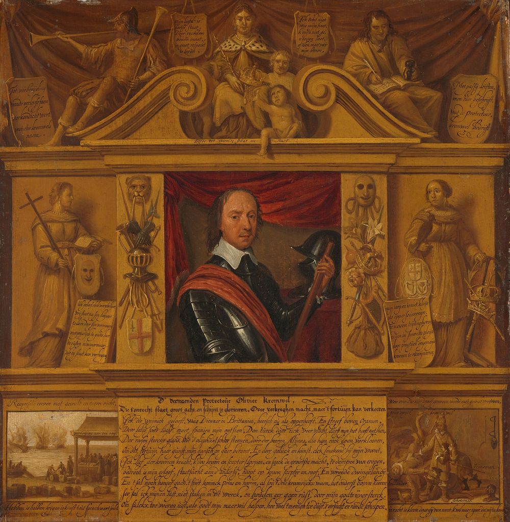 Portrait of Oliver Cromwell, in a Frame with Allegorical Figures and Historical Representations (c. 1650) by anonymous