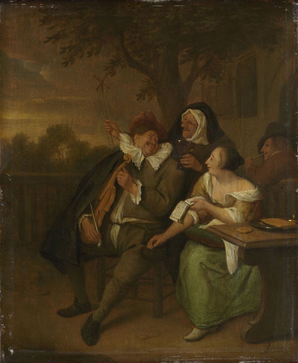 Man with a fiddle in bad company (1670 - 1700) by Jan Havicksz Steen