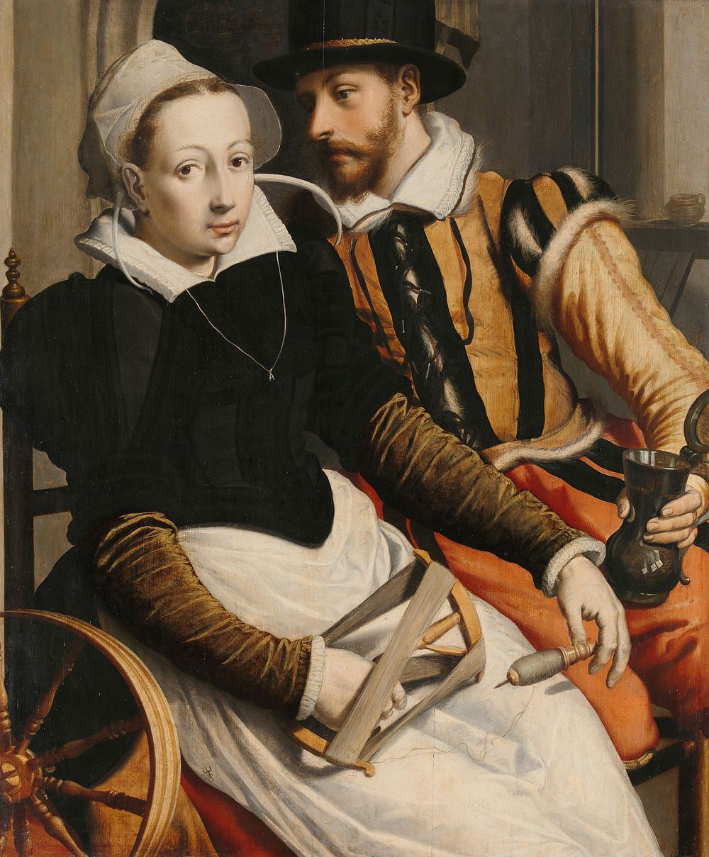Man and Woman at a Spinning Wheel (c. 1560 - c. 1570) by Pieter Pietersz  I