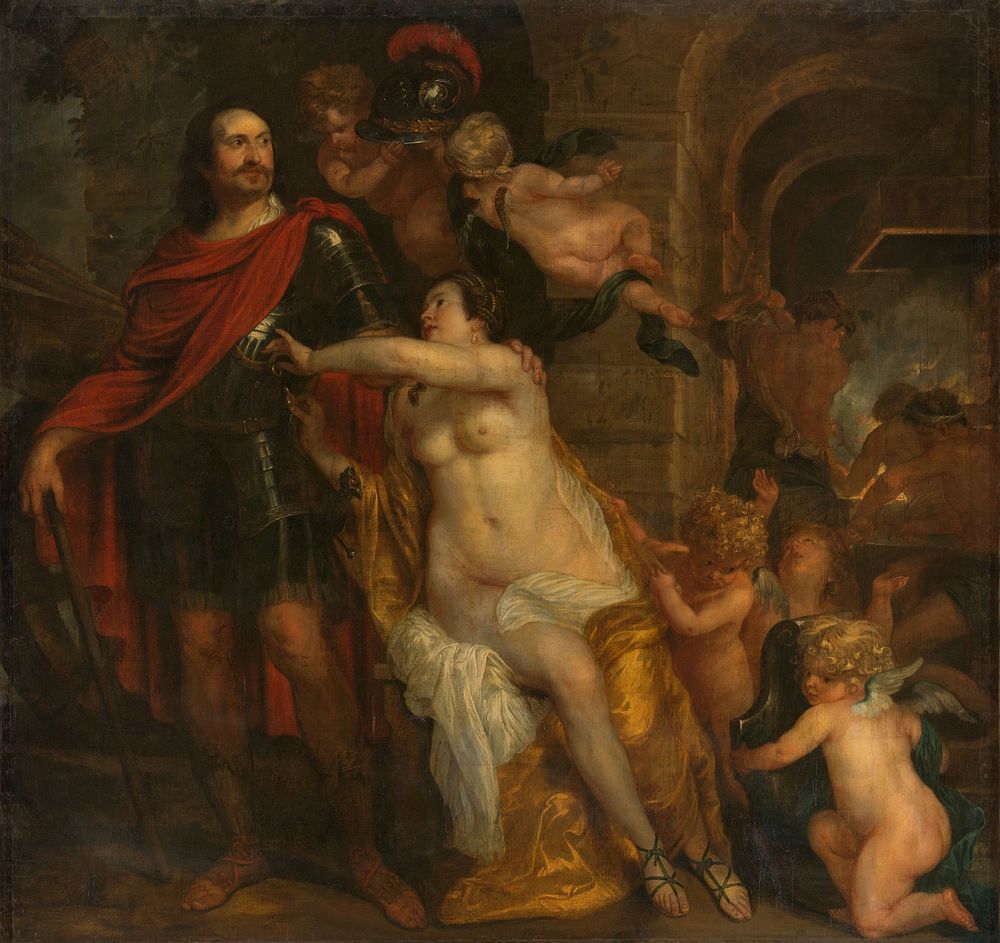 Venus Arming a Warrior, possibly Johan Maurits at the Forge of Vulcan (c. 1644) by Thomas Willeboirts Bosschaert