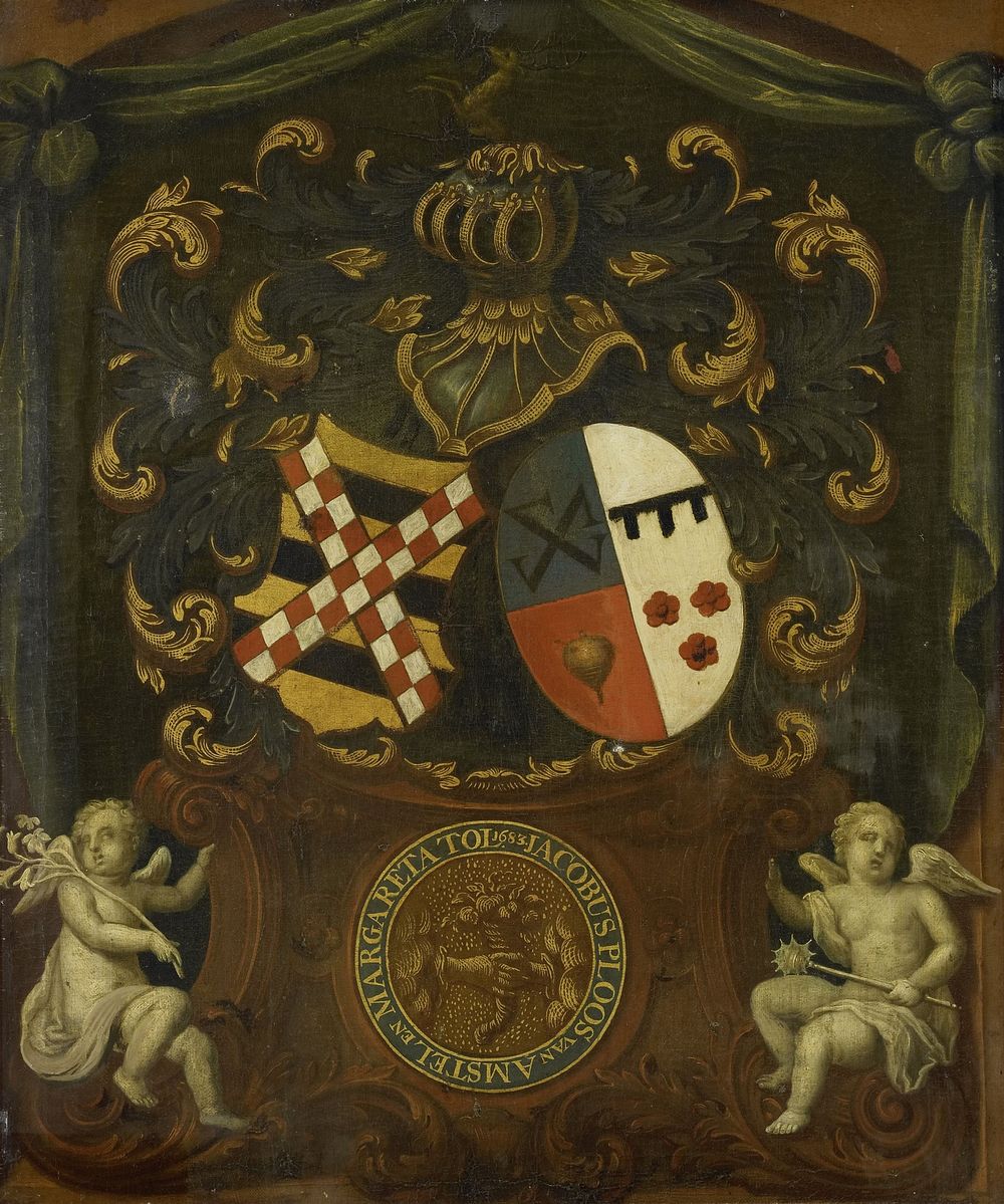 De alliantie-wapens van Jacob Ploos van Amstel en Margareta Tol, 1683 (after 1683 - c. 1699) by anonymous