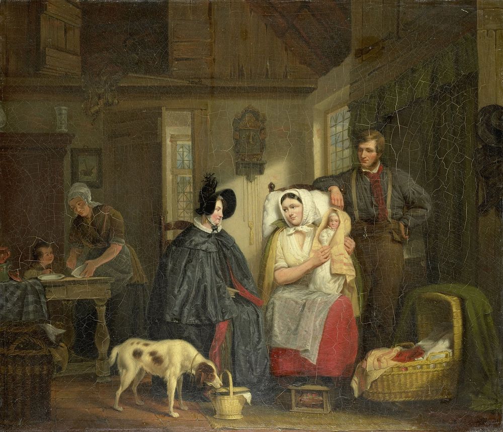 Visit to a New Mother (1835) by Moritz Calisch