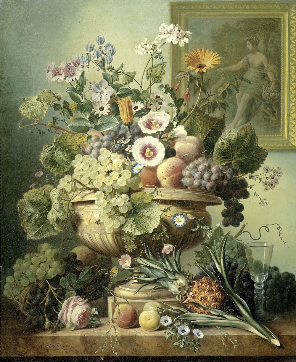 Still Life with Flowers and Fruit (1815 - 1830) by Eelke Jelles Eelkema
