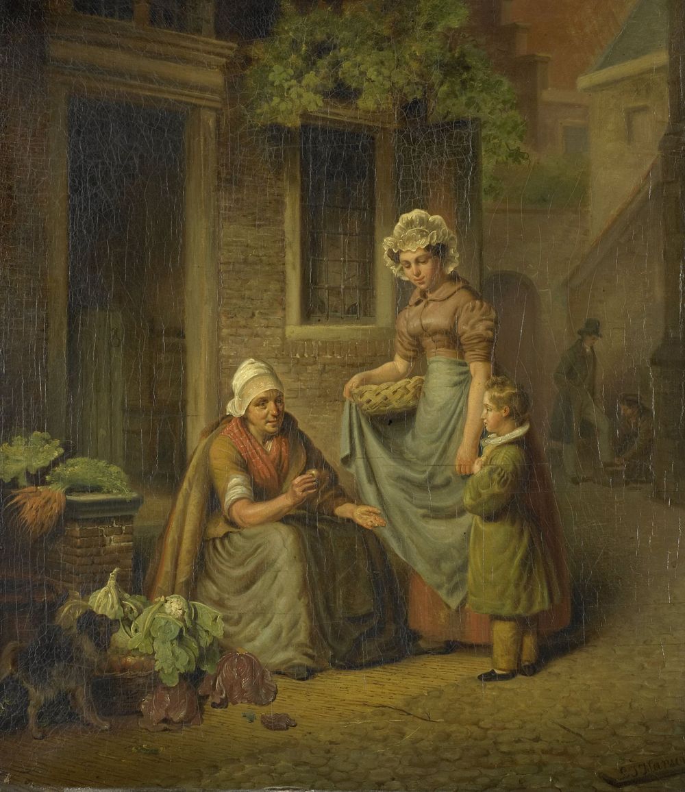 Woman Selling Vegetables (1825 - 1845) by Lambertus Johannes Hansen