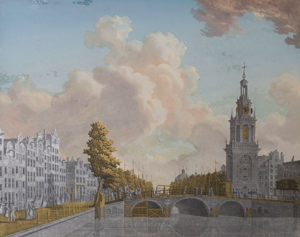 View of the Tower called Jan Roodenpoortstoren and the Singel Canal in Amsterdam (1770 - 1814) by Jonas Zeuner