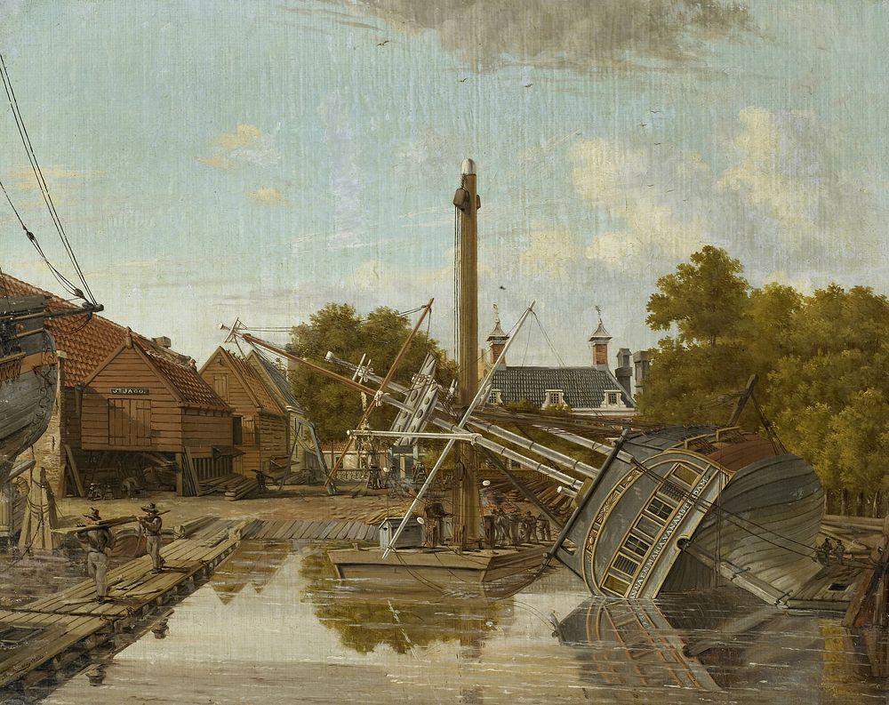 The Shipyard 'St Jago'on Bickers Eiland, Amsterdam (1823) by Pieter Godfried Bertichen