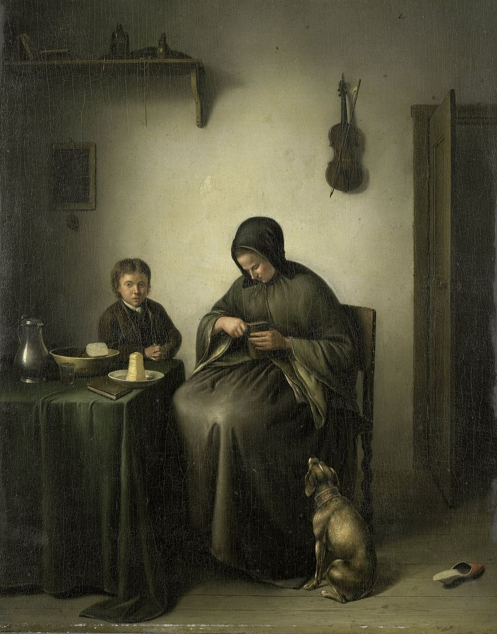A Woman Slicing Bread (c. 1800 - c. 1823) by Johannes Christiaan Janson
