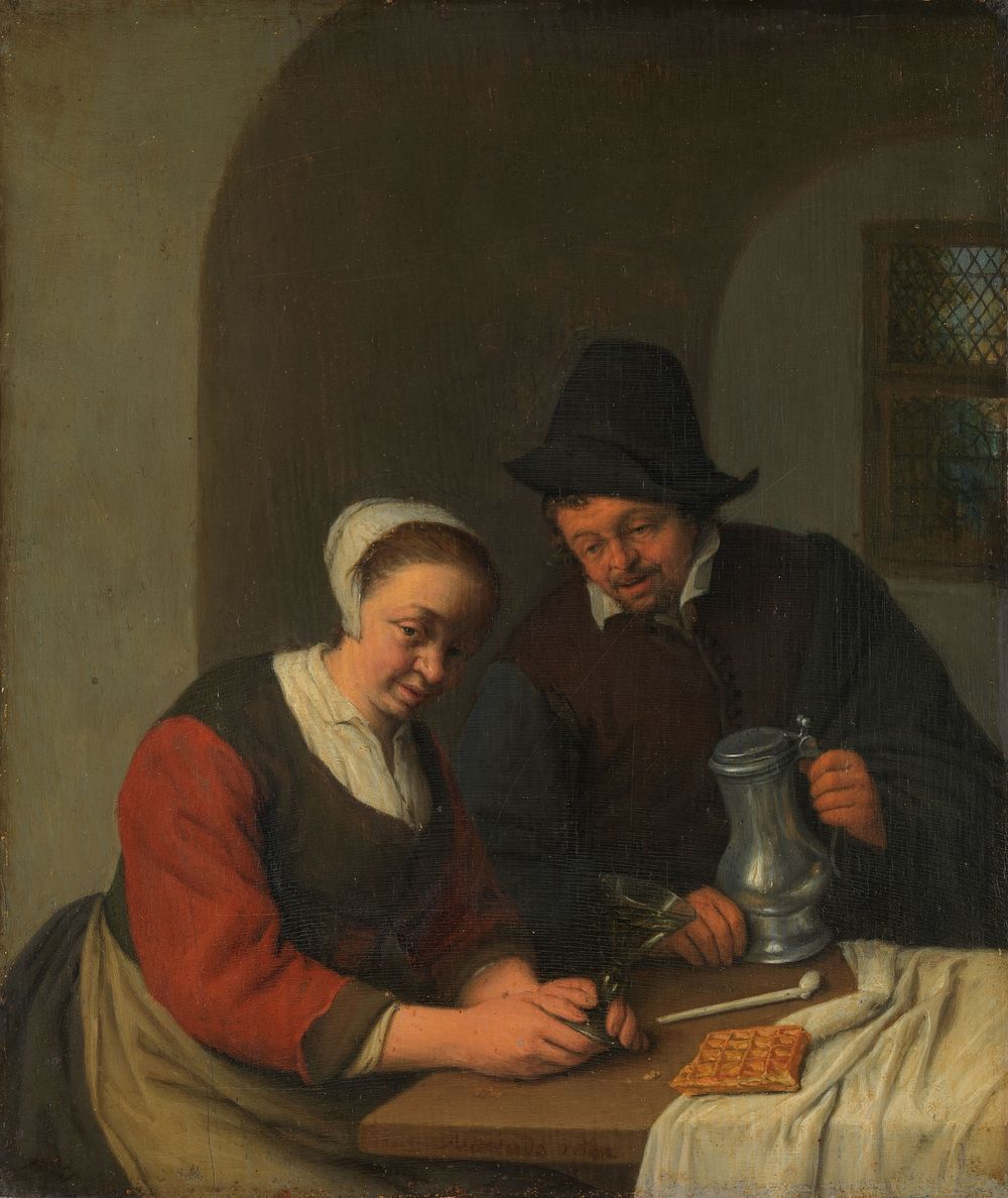 A Confidential Chat (1672) by Adriaen van Ostade