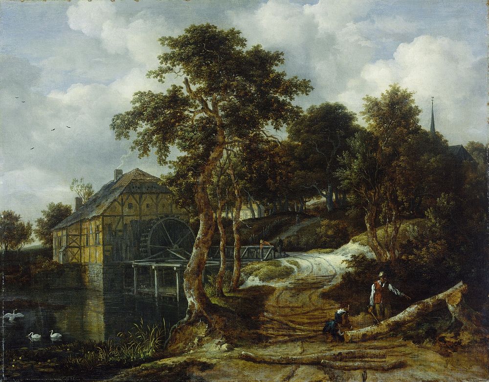 Landscape with watermill (1661) by Jacob Isaacksz van Ruisdael