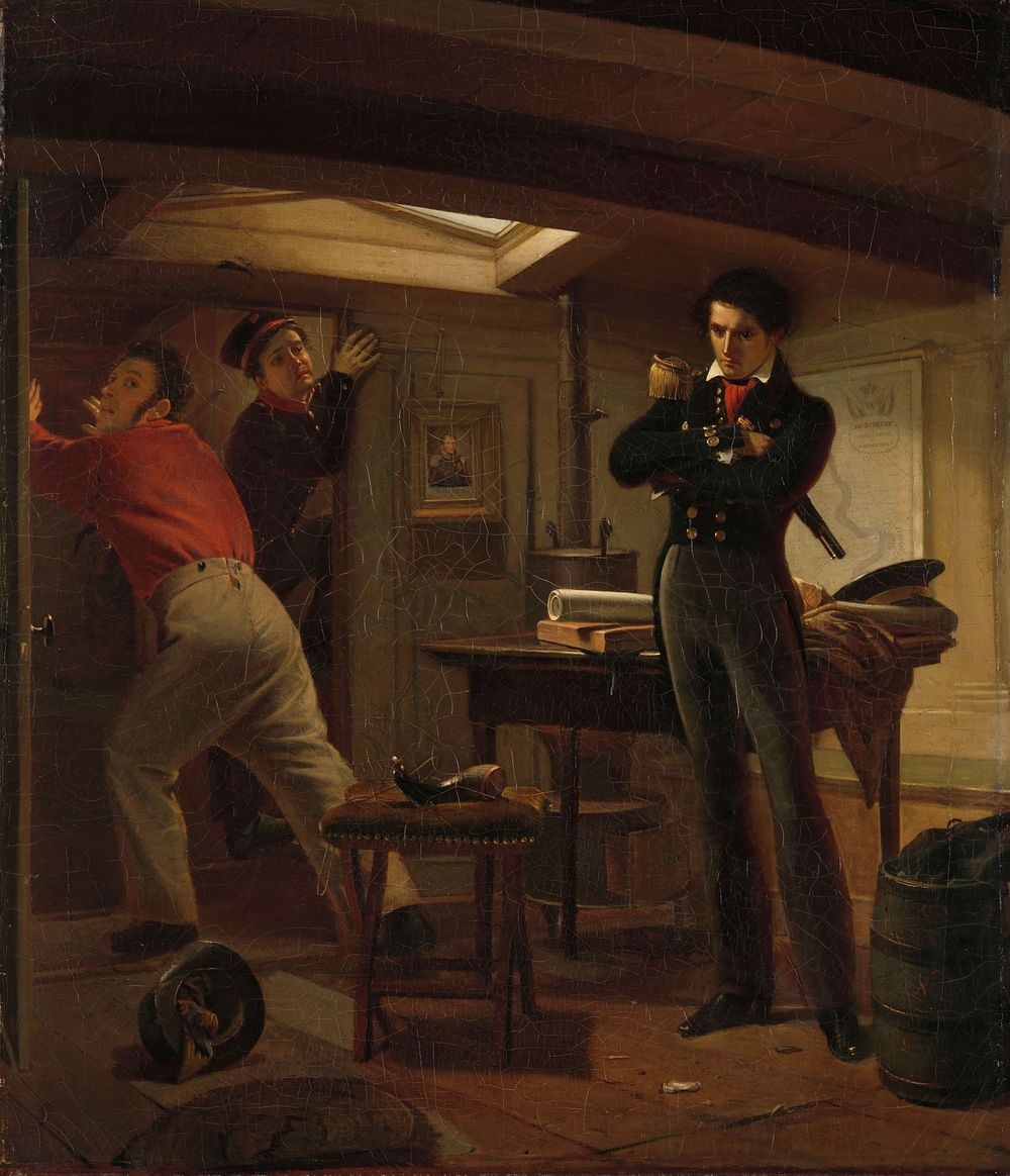 Jan van Speijk Debating whether to Set Fire to the Gunpowder (1834) by Jacobus Schoemaker Doyer