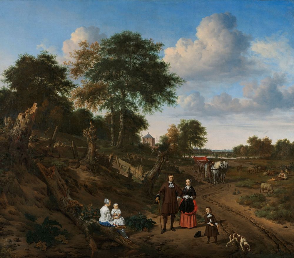 Portrait of a Couple with Two Children and a Nurse in a Landscape (1667) by Adriaen van de Velde