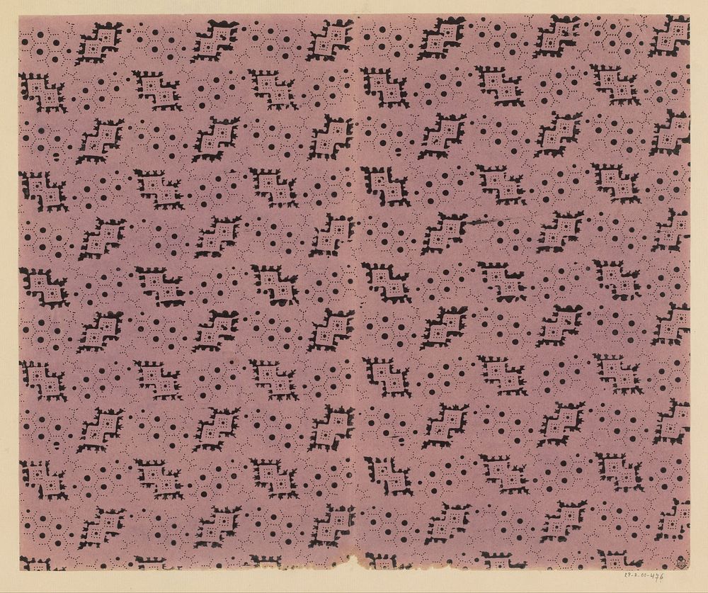 Blad met alternerend strooipatroon van ruitvormige en hexagonale motieven (1800 - 1900) by anonymous