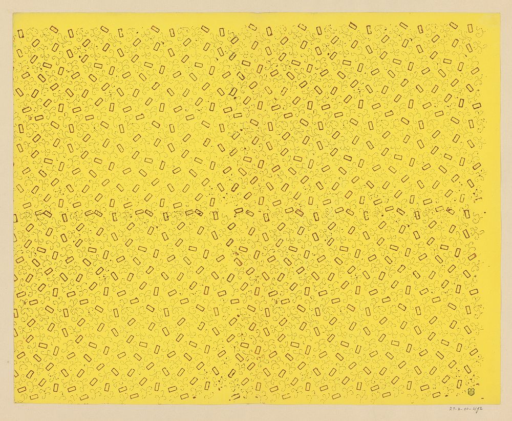 Blad met strooipatroon van rechthoeken tussen slingerende puntenlijnen (1800 - 1900) by anonymous