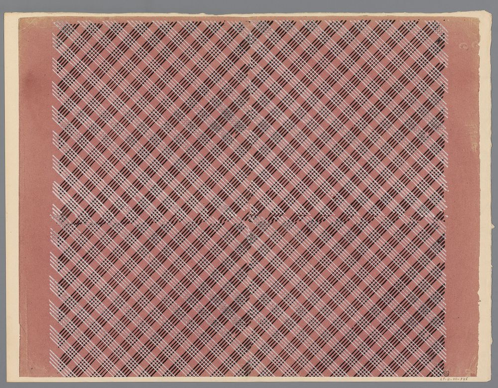 Blad met ruitenpatroon van diagonale lijnen (1800 - 1900) by anonymous