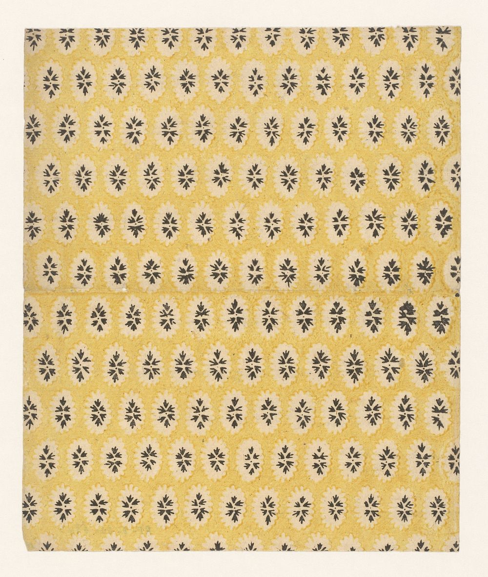 Blad met strooipatroon met bloemmotief in uitgespaard motief (1750 - 1900) by anonymous