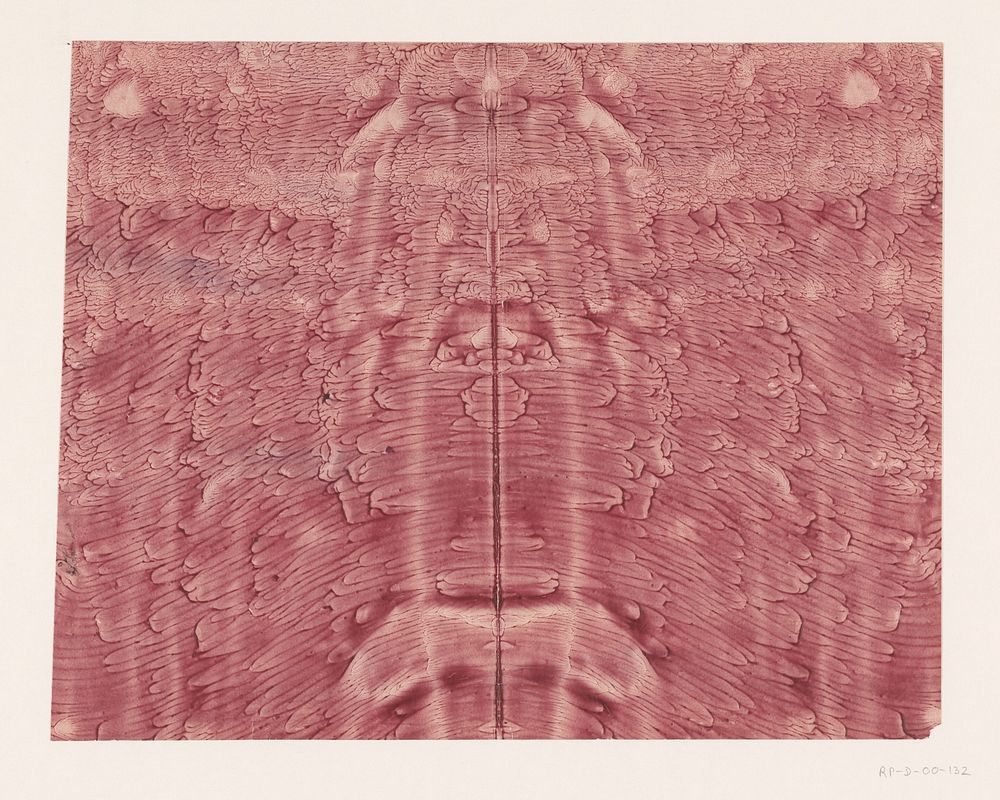Dubbelgevouwen en losgetrokken stijfselverfpapier in roze (1850 - 1950) by anonymous