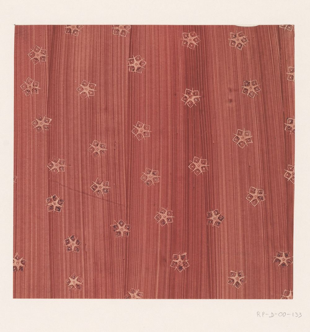 Gestreken stijfselverfpapier in roodbruin met ingedrukt stermotief (1850 - 1950) by anonymous