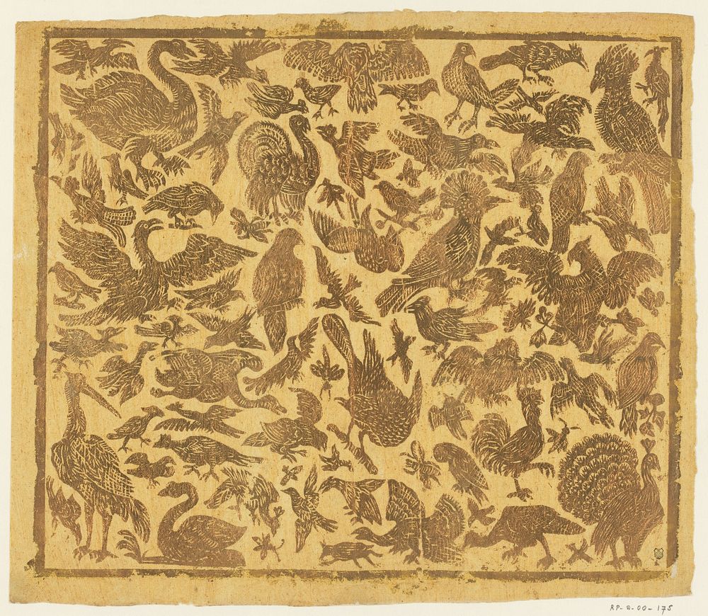 Blad met vogels (1740 - 1750) by anonymous
