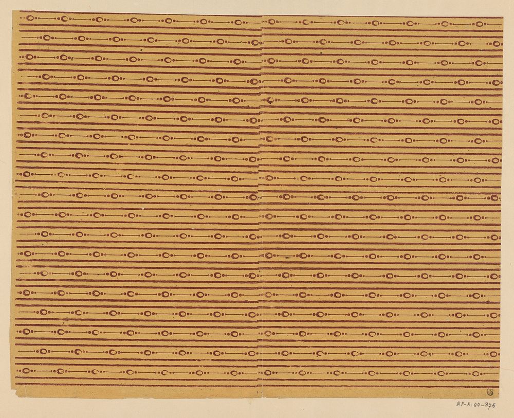 Blad met banenpatroon met ovaal motief met streep en stippen afgewisseld met twee strepen (1700 - 1850) by anonymous