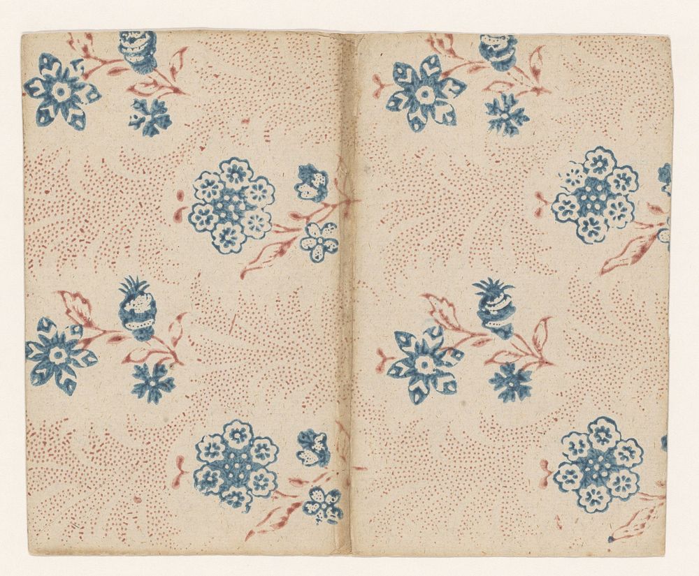 Blad met strooipatroon van bloemen tussen ranken van punten (1700 - 1850) by anonymous