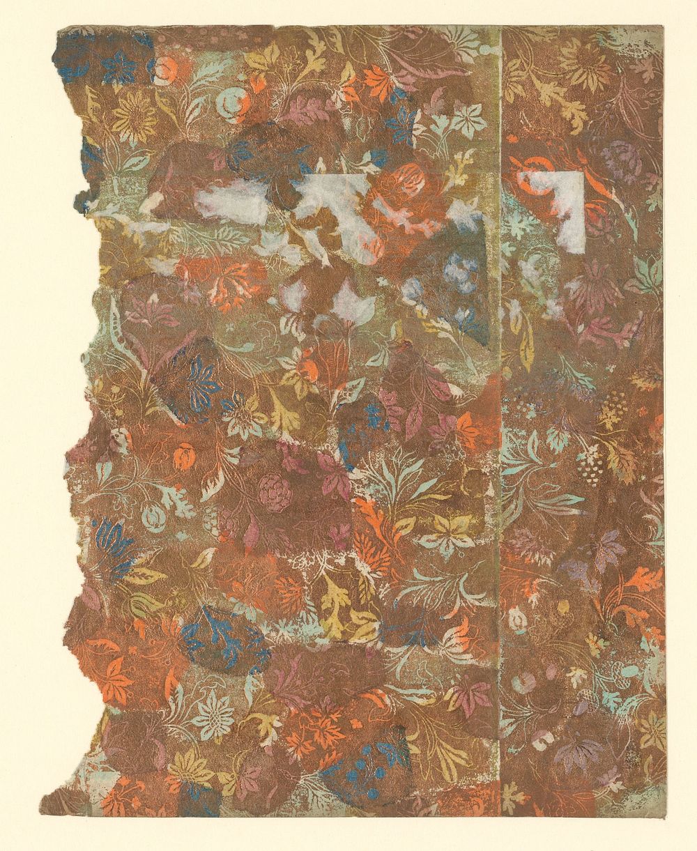 Blad met ranken met bloemen en vruchten (1700 - 1850) by anonymous