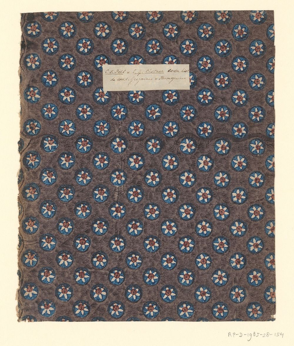 Blad met strooipatroon van uitgespaard bloemmotief (1750 - 1900) by anonymous