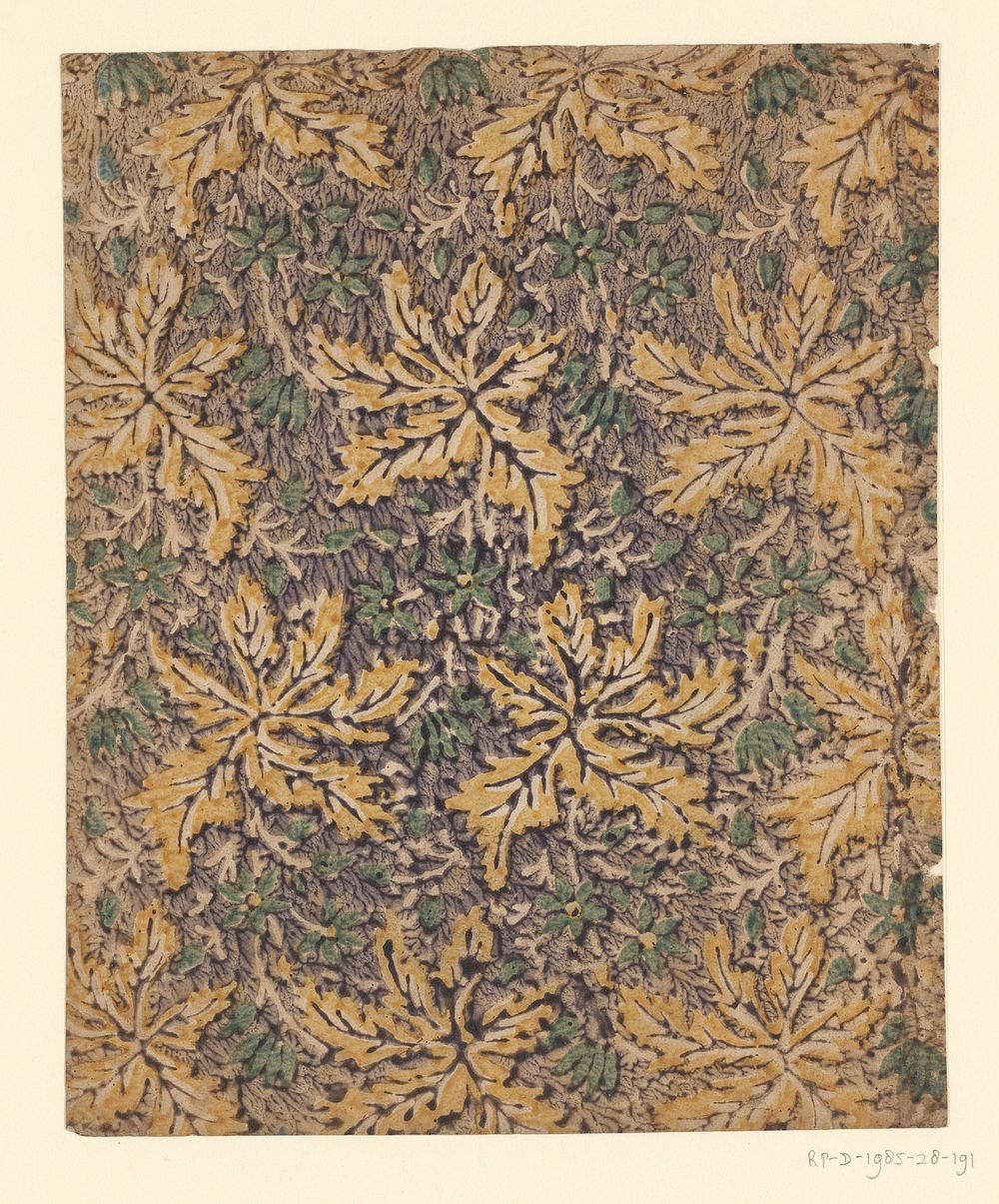 Blad met strooipatroon van uitgespaarde bladeren (1750 - 1900) by anonymous
