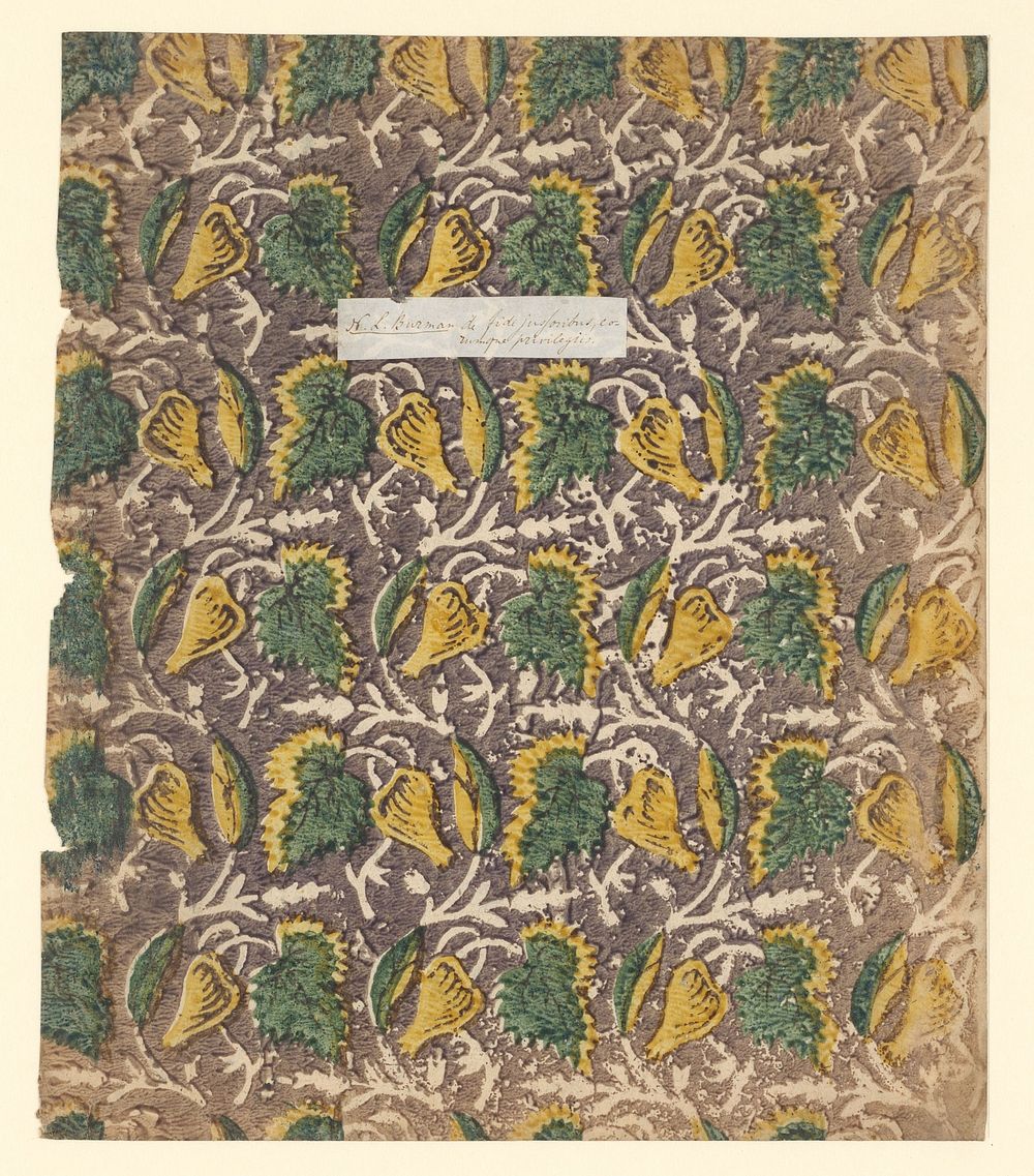Blad met strooipatroon van blad en vrucht (1750 - 1900) by anonymous