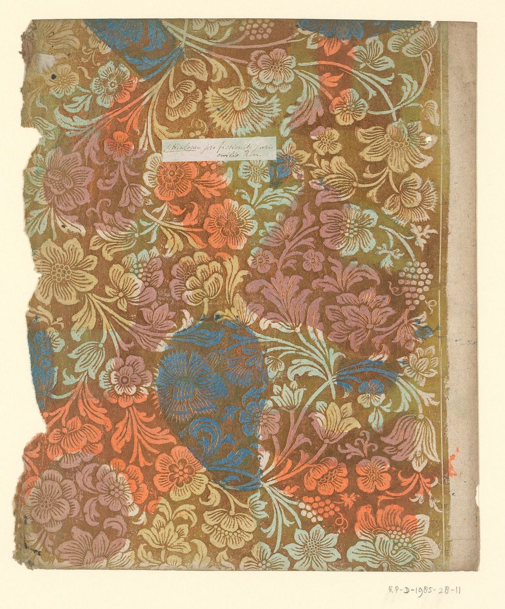 Blad met bloemen en vruchten (1700 - 1850) by anonymous