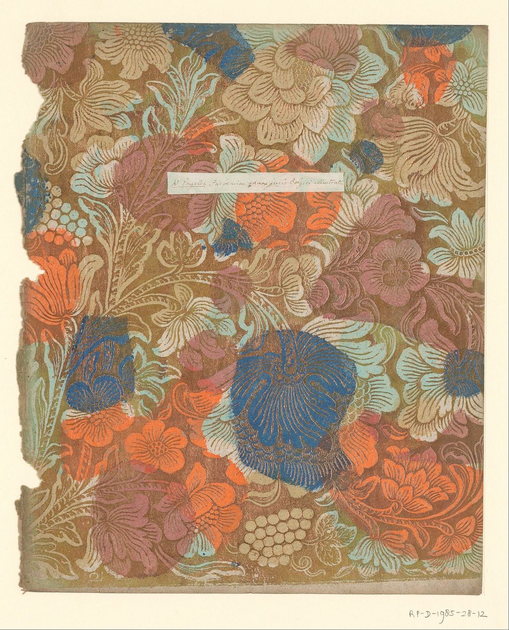 Blad met grote bloemen met vruchten (1700 - 1850) by anonymous