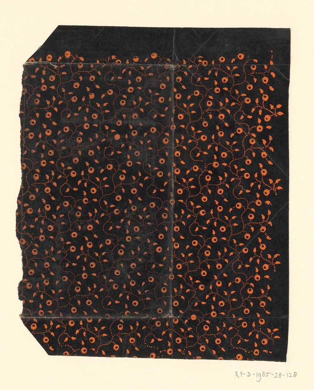 Blad met strooipatroon van ranken met vruchten en blaadjes (1750 - 1900) by anonymous