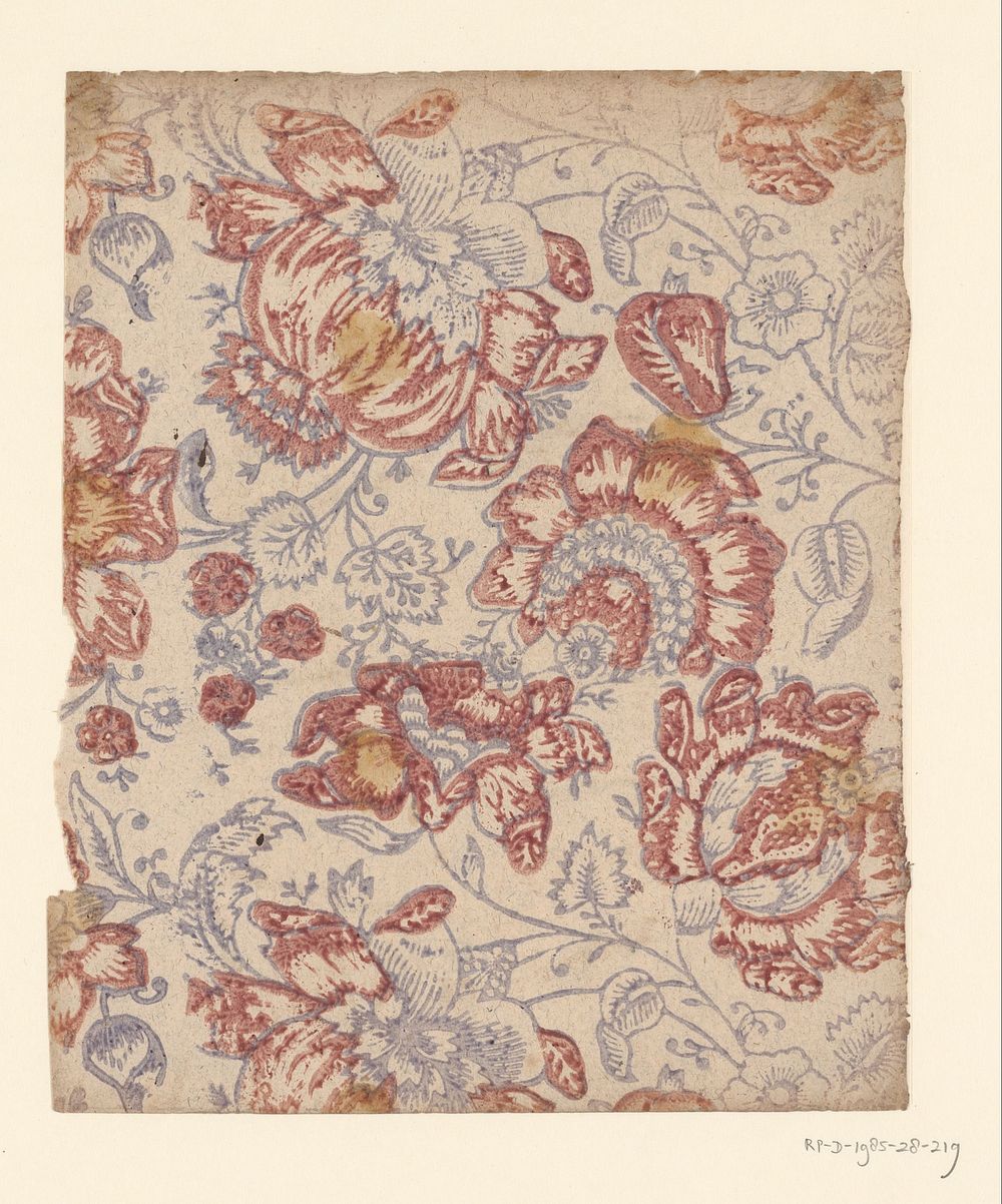 Blad met strooipatroon van bloemen (1750 - 1900) by anonymous