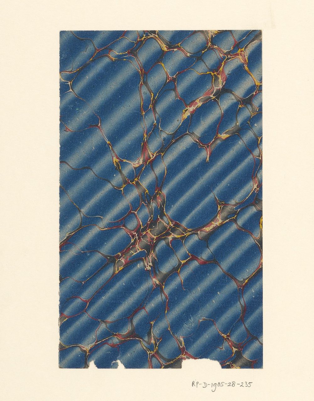 Rechtschaduwmarmer in blauw met aders in rood, grijs en geel (1700 - 1950) by anonymous