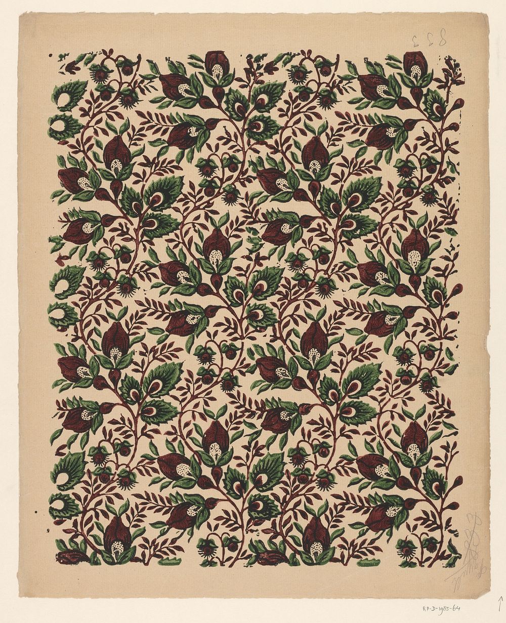 Blad met patroon van slingerende ranken (1861 - 1939) by Stampi Remondiniani PESP