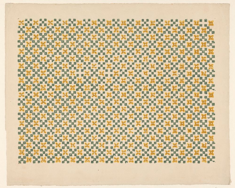 Blad met ruitenpatroon van blokjes en rozetten (1900 - 1950) by familie Remondini