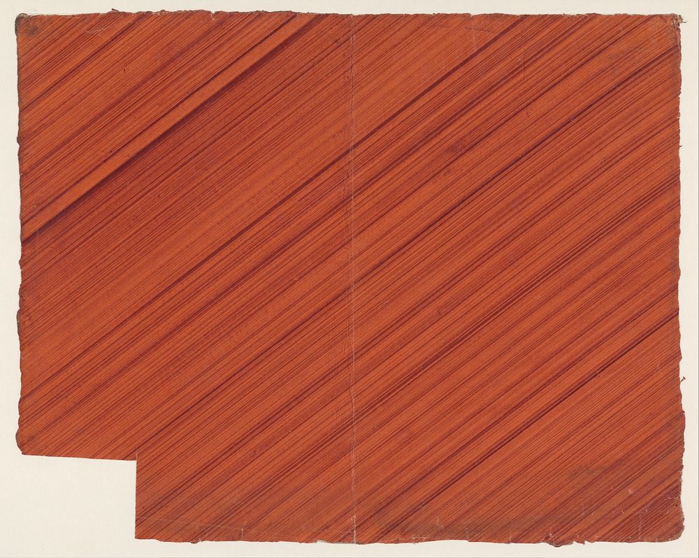Diagonaal gestreken stijfselverfpapier in rood (1800 - 1950) by anonymous