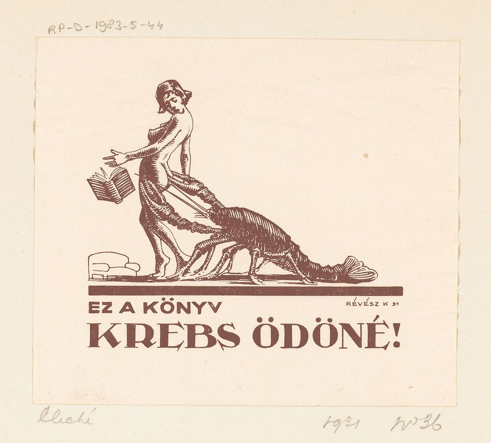 Ex libris van Ödöné Krebs (1931) by anonymous and Kornél Révész