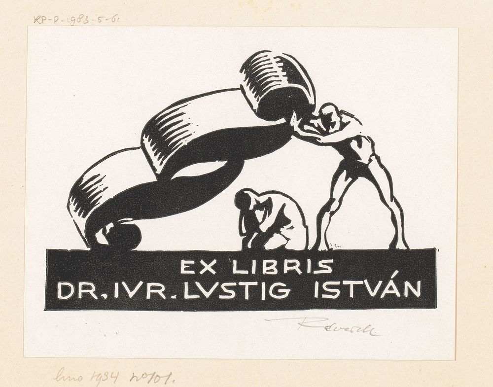 Ex libris van István Lusztig (1934) by Kornél Révész