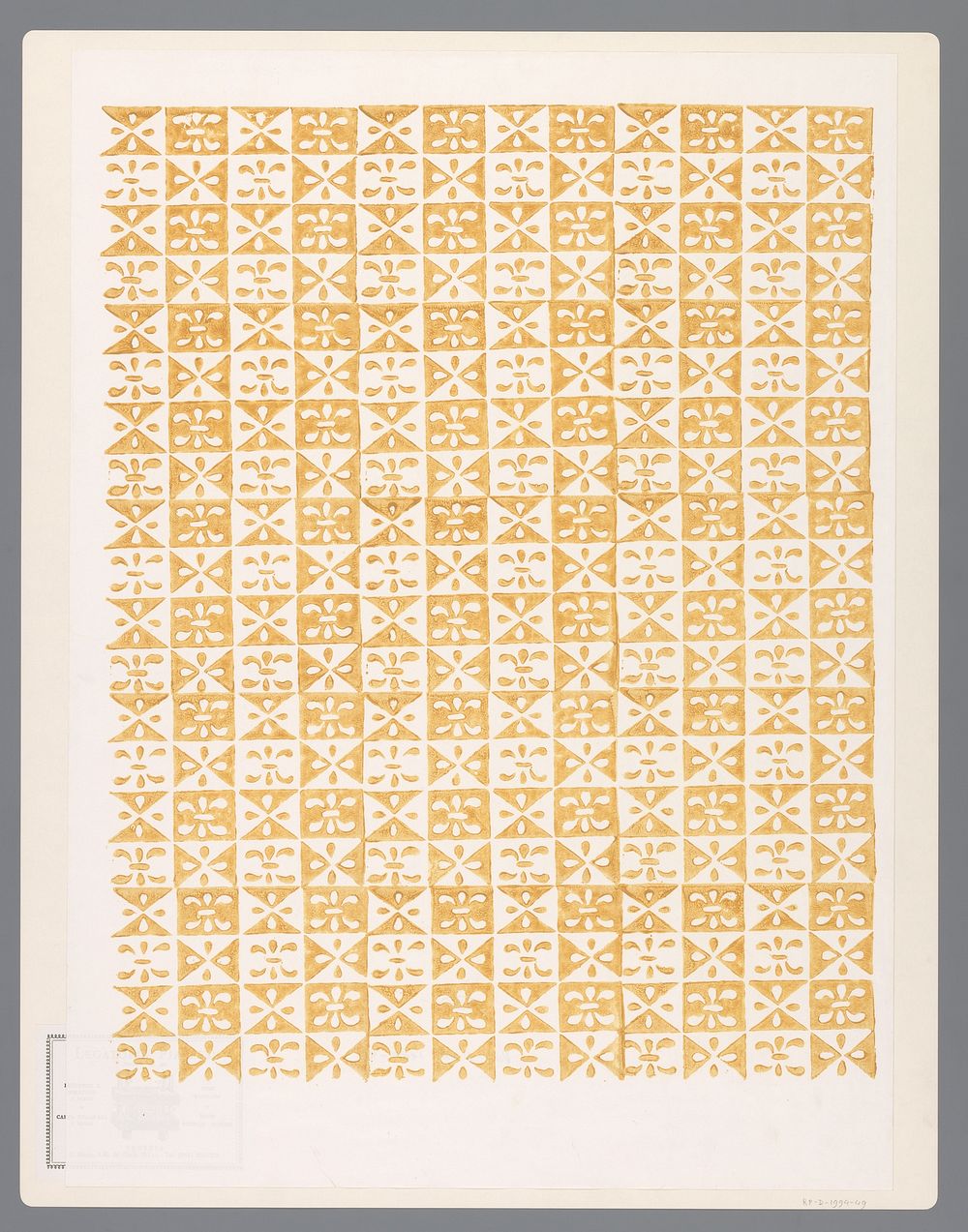 Blad met schaakbordpatroon van blokjes met ornamenten (1990 - 1994) by Legatoria Piazzesi