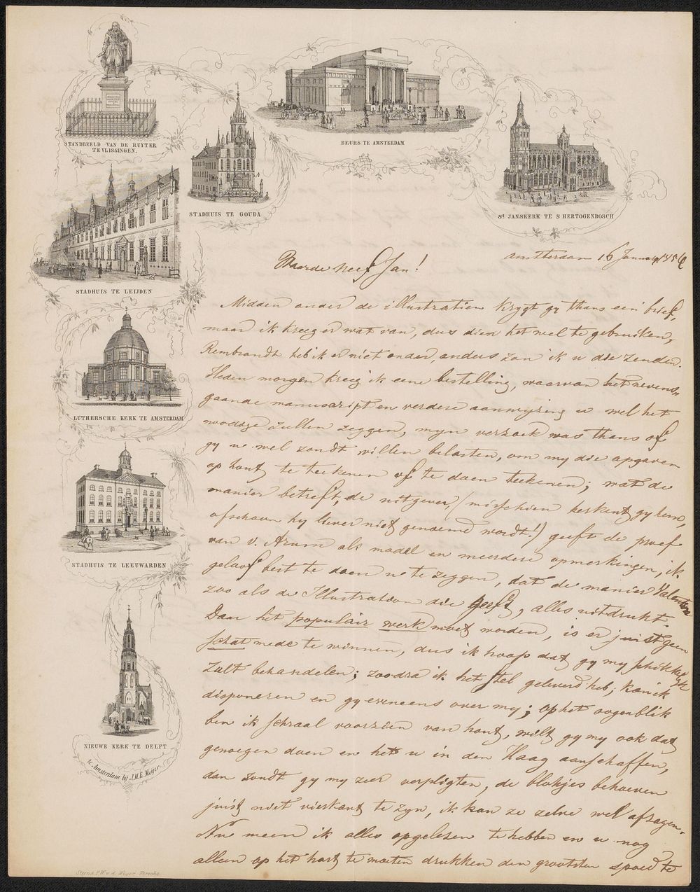 Brief aan Jan Weissenbruch (1854) by Isaac Weissenbruch, Gebroeders van de Weijer, Jan Mattheus Eldert Meijer and anonymous