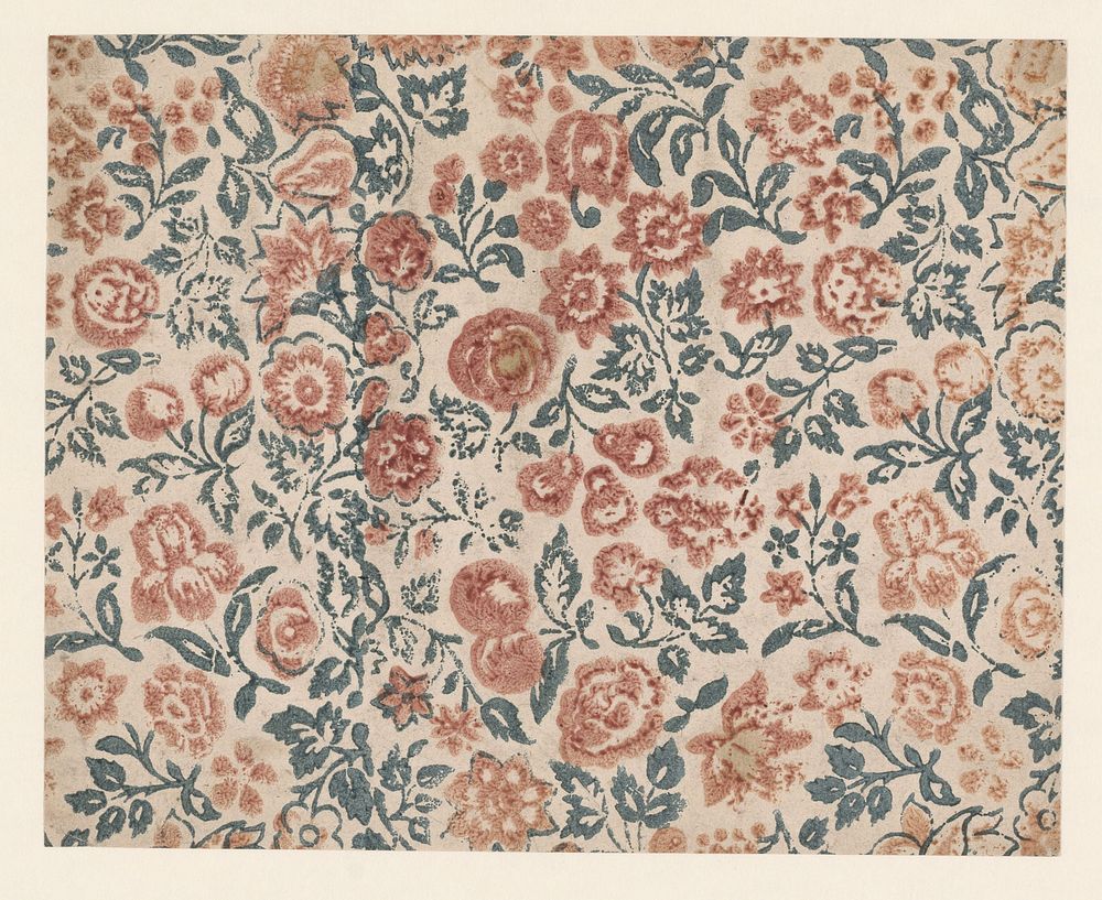 Blad met strooipatroon van bloemen (c. 1700 - c. 1850) by anonymous