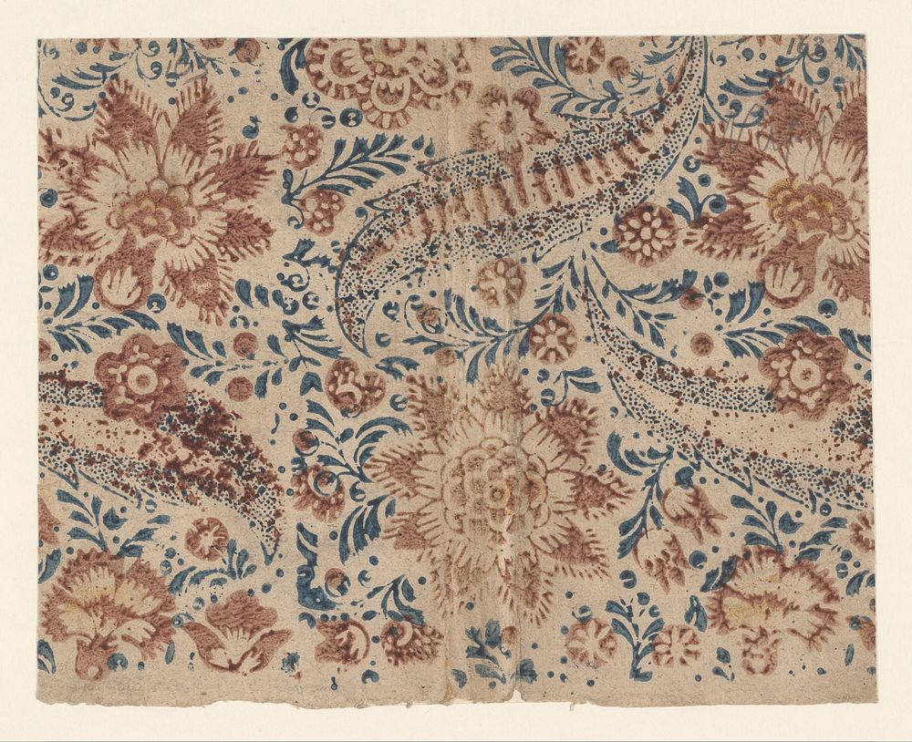 Blad met patroon van bloemen en bladen (c. 1750 - c. 1790) by anonymous