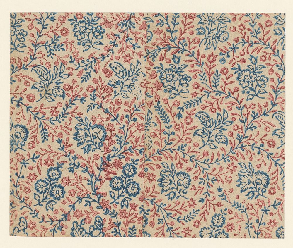 Blad met strooipatroon van bladranken met bloemen (c. 1700 - c. 1850) by anonymous