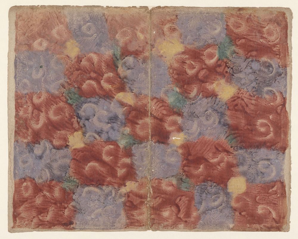 Stijfselverfpapier in meerdere kleuren met ingedrukt rond motief (c. 1700 - c. 1850) by anonymous