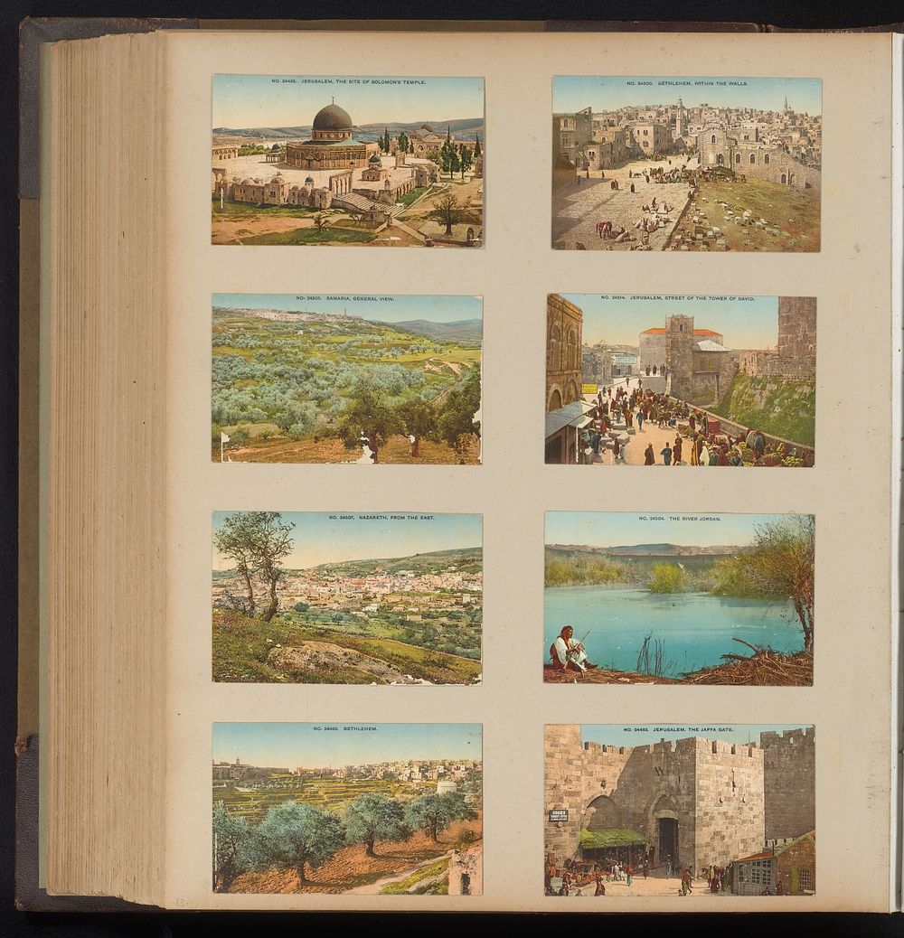 Acht prentbriefkaarten met gezichten op Jeruzalem, Bethlehem, Nazareth en Samaria (1871 - c. 1910) by anonymous