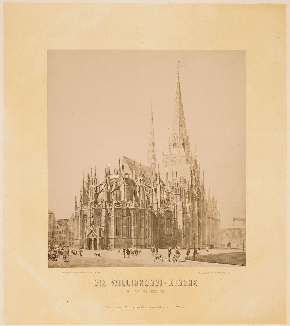 Reproductie van een tekening van de Willibrordusdom in Wesel, door Julius Flügge (1868 - 1890) by Gustav Overbeck, Julius…