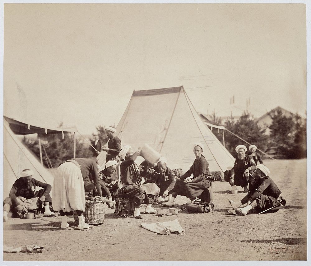 Zouaven van de Franse Keizerlijke Garde tijdens manoeuvres in het Camp de Châlons (1857) by Gustave Le Gray